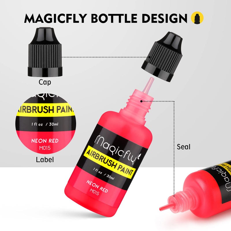ماجيك فلاي مجموعة طلاء ماجيك فلاي للرش بالبخاخ، 16 لونًا من طلاء الأكريليك للرش بالبخاخ (30 مل/1 أونصة)، جاهزة للرش، ألوان معتمة ونيون، أساس مائي، مجموعة طلاء ممتازة للرش بالبخاخ للمبتدئين والهواة والفنانين - Image 5